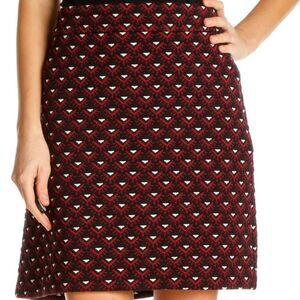 Loft Maroon Chevron Embroidered Shift Skirt Size 6